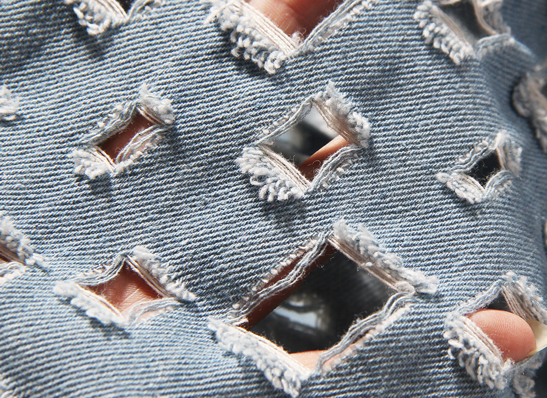 Distressed hole wide-leg pants