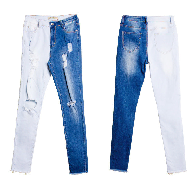 Slim stitching colorblock pencil pants