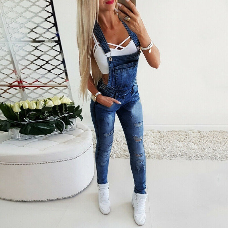 Denim Overalls jeans Tight Hand-worn Women's