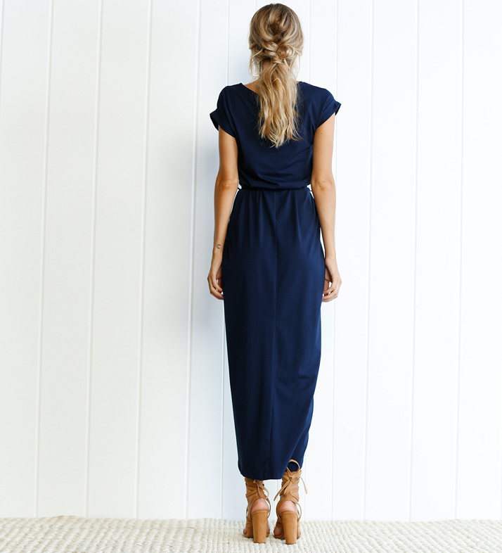 2021 summer crossover new solid color anti-sleeve flat jumpsuit long skirt dress