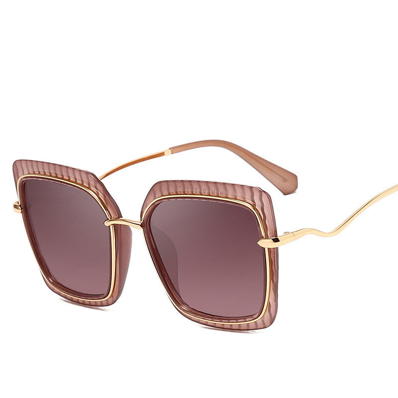 New Ladies Fashion Large Frame Rice Nail Decorative Sunglasses