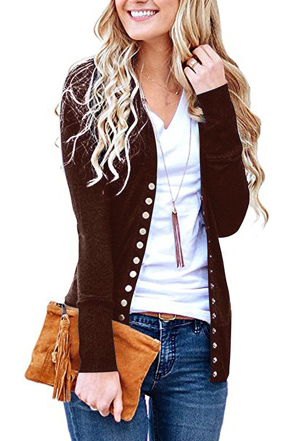 Long sleeve button cardigan top
