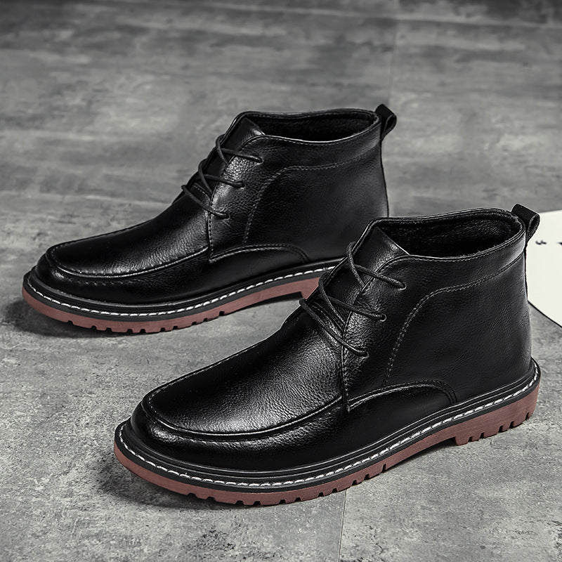 Men's Shoes High Top Leather Shoes and Short Boots