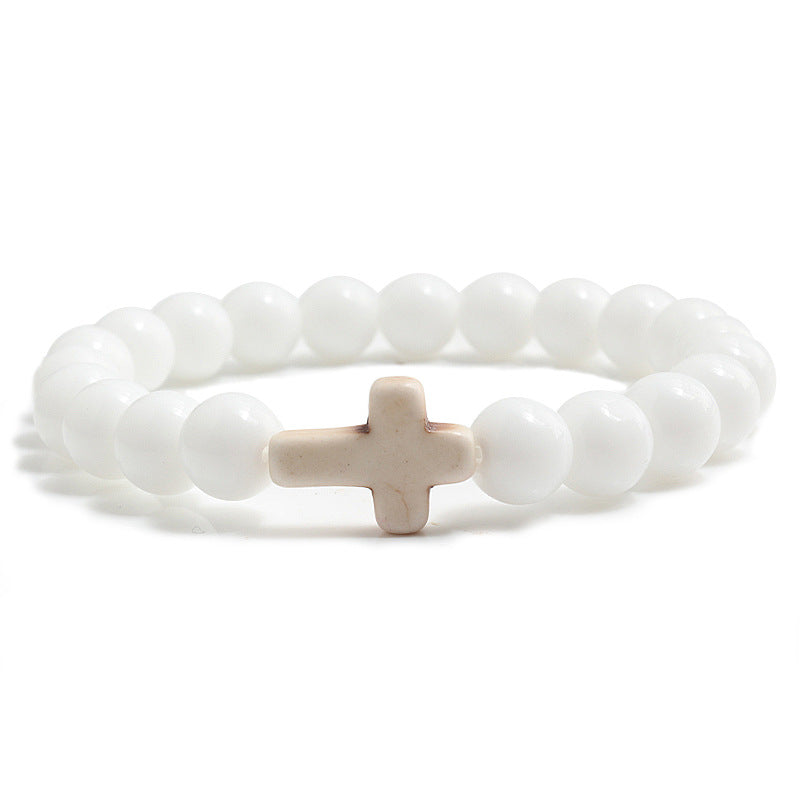 Natural stone cross bracelet