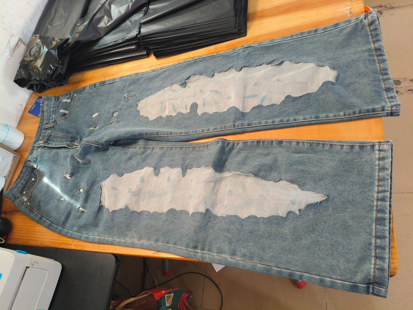 Retro Straight-leg Pants Hollow Texture Niche Design Jeans Y2g Wide Leg Trousers