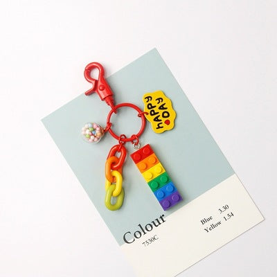 Rainbow Building Blocks Pendant Pendant Mobile Phone Lanyard Keychain