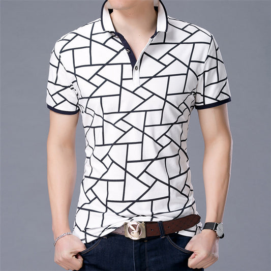 Men's summer plaid slim short sleeves