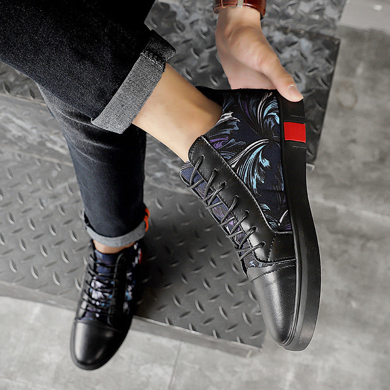 Men's Leather Plush Warm Boots Casual High Top Board Shoes