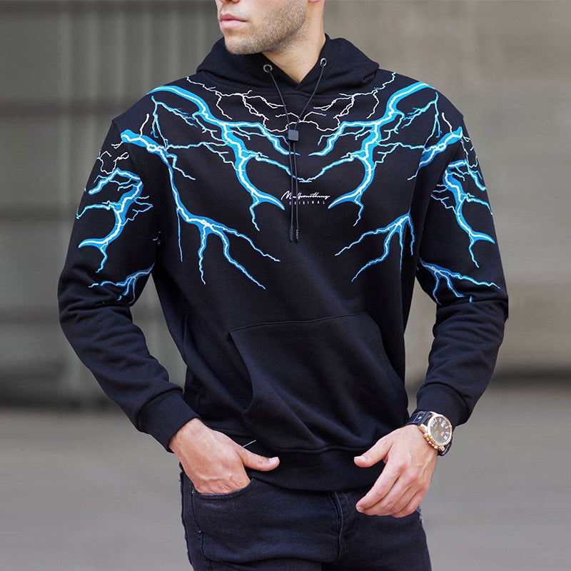 Hooded Fashion Printed Sweater Long-sleeved Casual Jacket Men