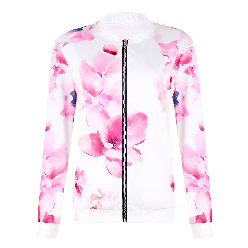 Loose long-sleeved zipper printed guard