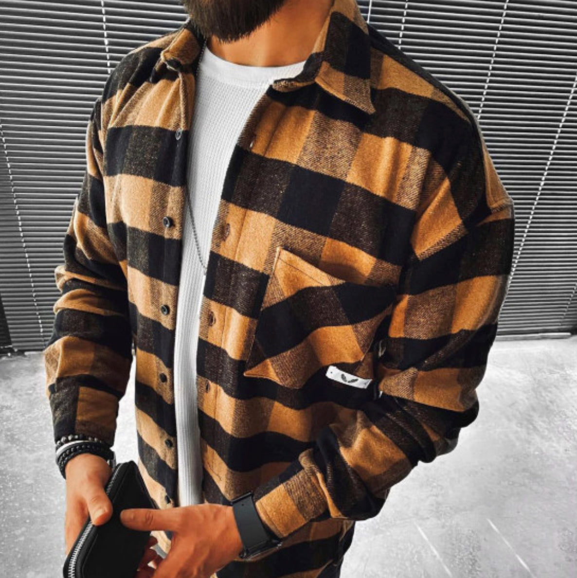 Casual Trend Striped Loose Warm Shirt Men's Shirt