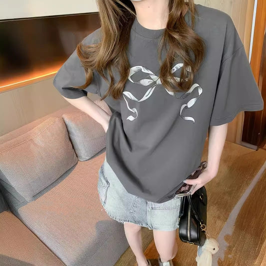 Niche Bow Print Short Sleeve