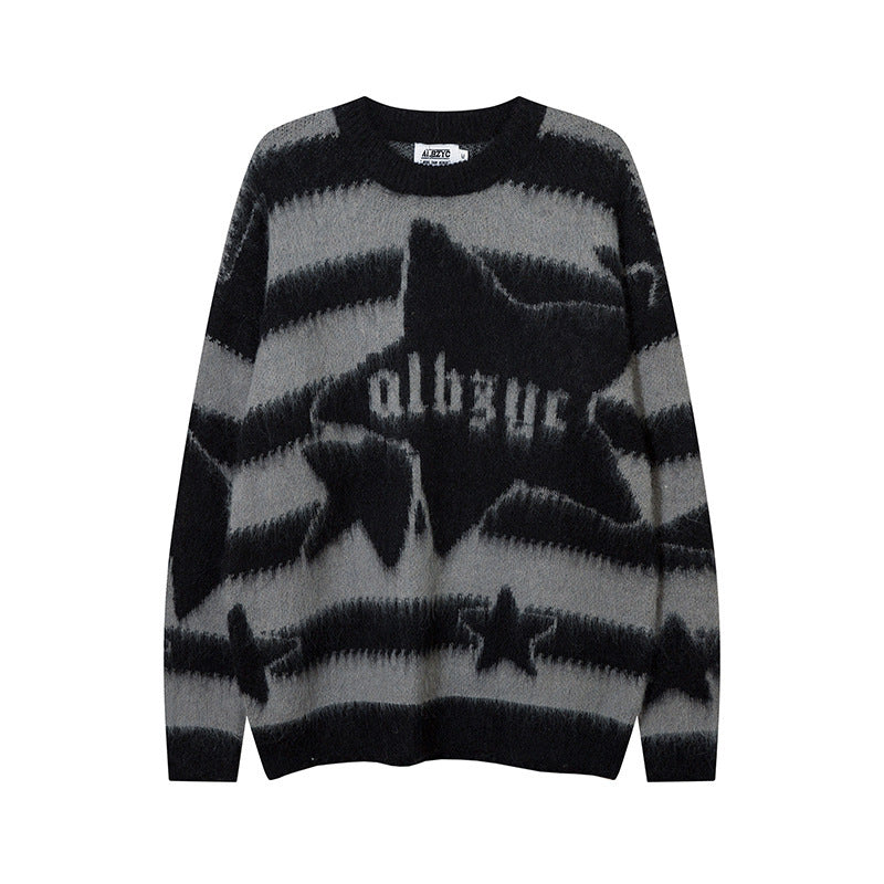Hip Hop Retro Contrast Color Striped Sweater