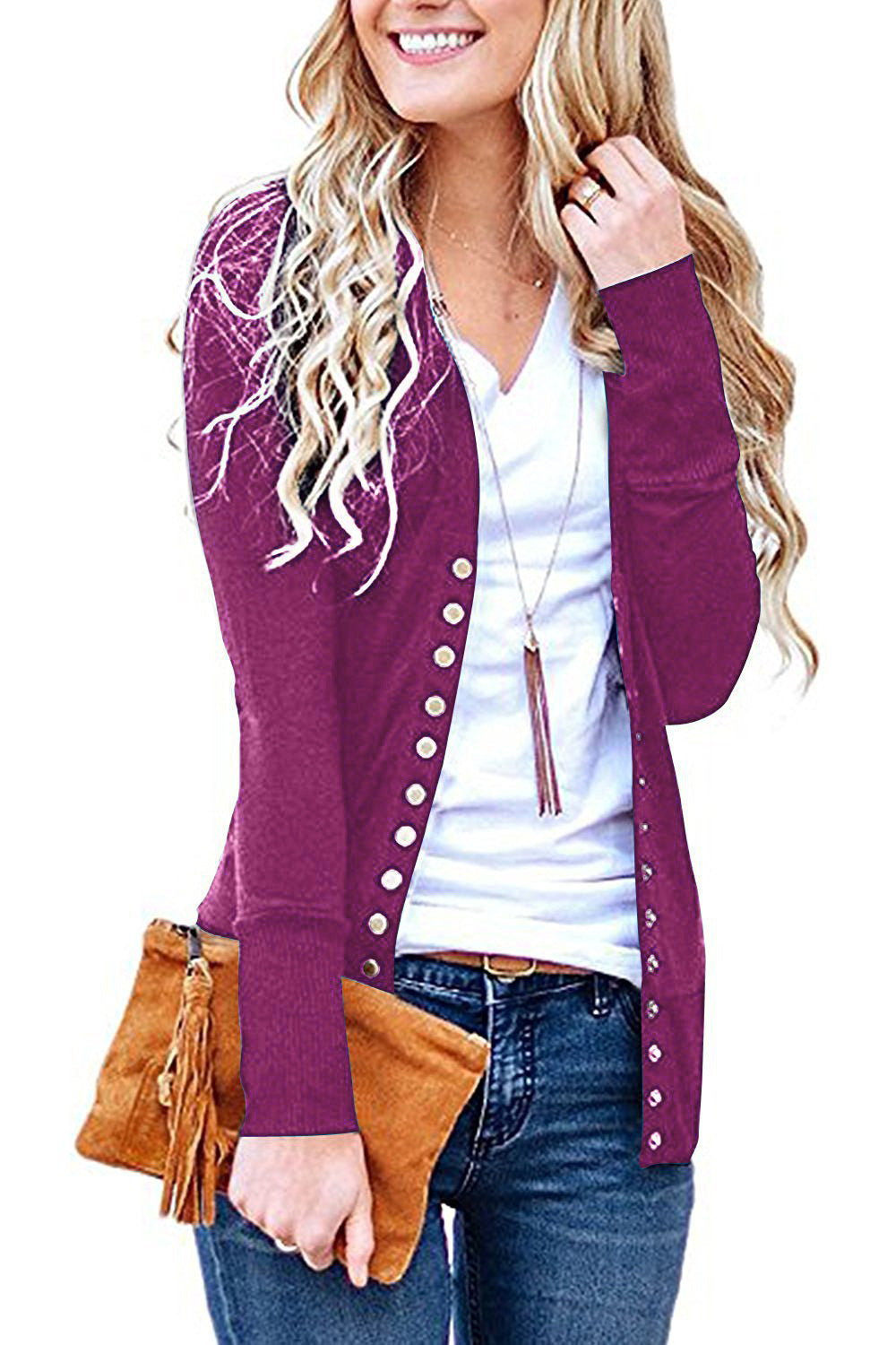 Long sleeve button cardigan top