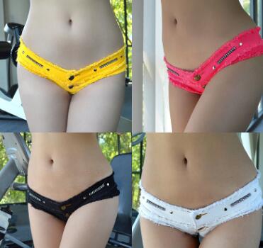 New Sexy High Cut MINI Jeans Warm Shorts Double Button Down Rise Waist Short Booty With Zipper  Crotch Jeans Culb Wear