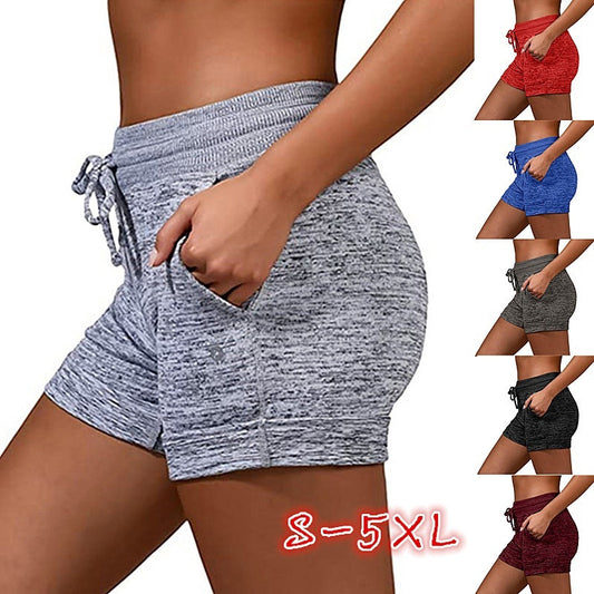 Solid Color Lace Up Yoga Pants Casual Sports Outdoor Women's Shorts