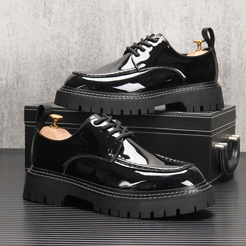 Men's Retro British Style Casual Shoes With Inner Heightening Thick Sole