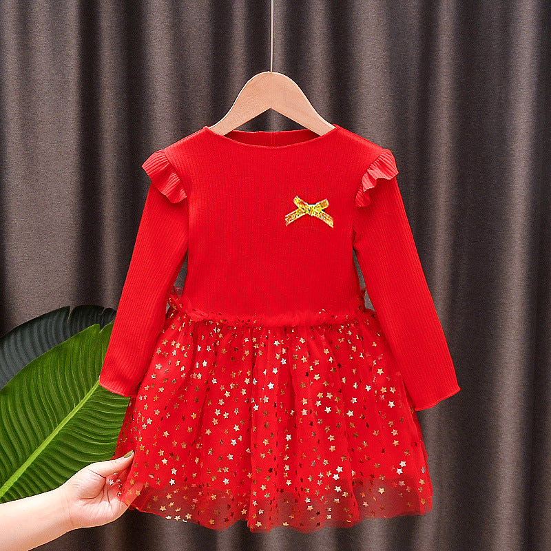 Girls' Jumpsuit Korean Children's Autumn Clothes Western Style Girl Princess Dress