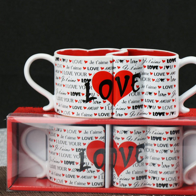 Ceramic Creative Heart-shaped Couple Water Cup