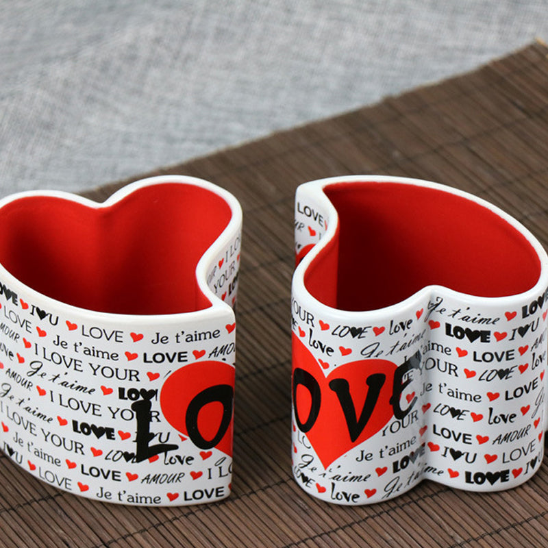 Ceramic Creative Heart-shaped Couple Water Cup