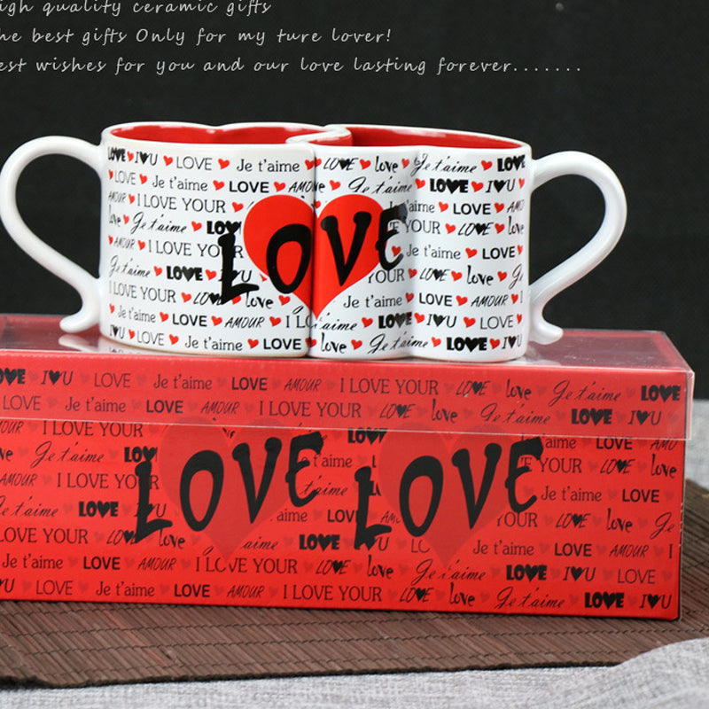 Ceramic Creative Heart-shaped Couple Water Cup