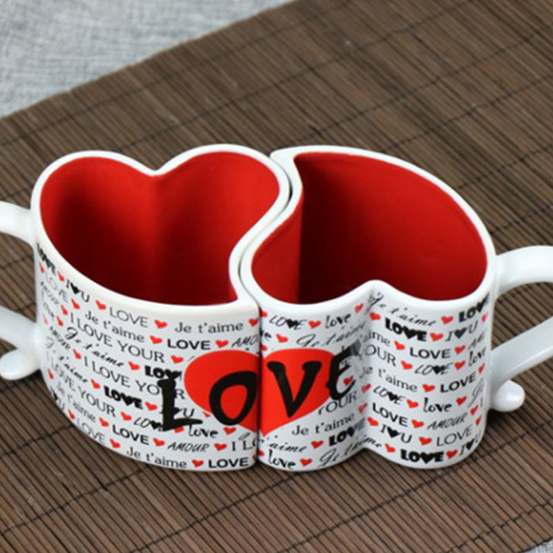 Ceramic Creative Heart-shaped Couple Water Cup