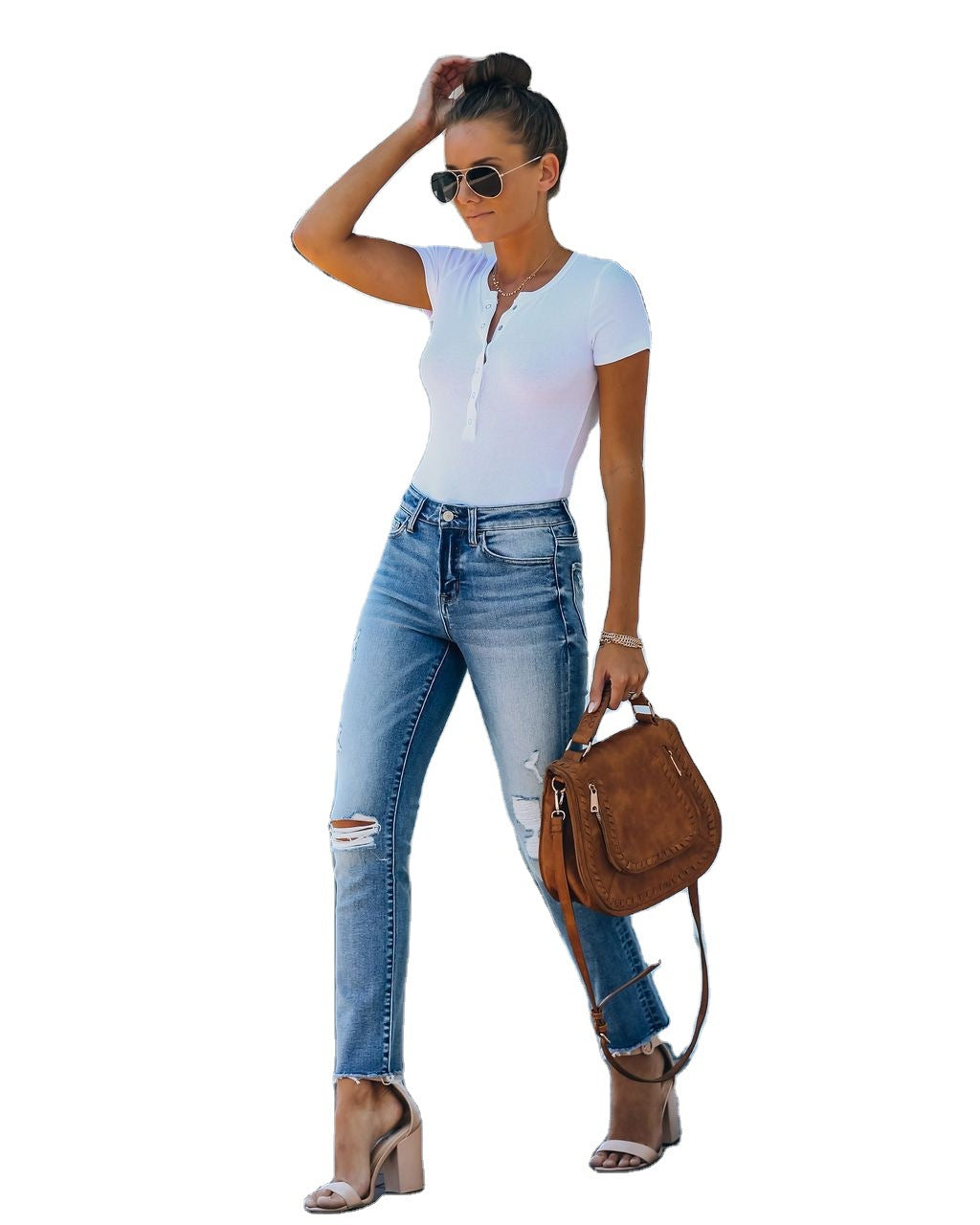 Personalized Raw-Edge Straight-Leg Slim-Fit Jeans