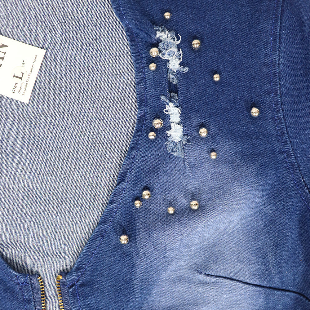 African Denim Suit Skirt Stretch Cotton Hand-Worn Fashion Nail Gun Beads