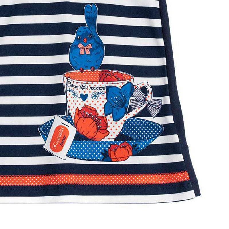 European And American Children's Clothing Girls Striped Print Skirt