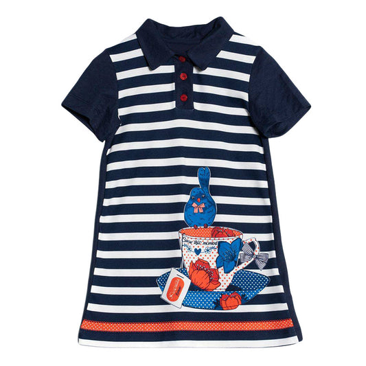 European And American Children's Clothing Girls Striped Print Skirt