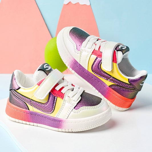 Leather Top Breathable Children's Small White Shoes Board Shoes