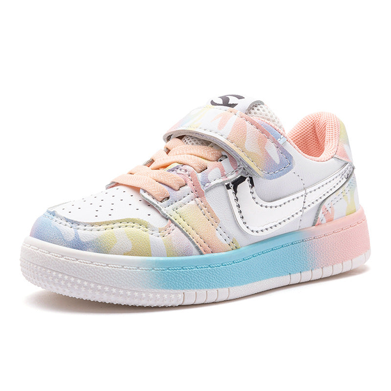 Leather Top Breathable Children's Small White Shoes Board Shoes