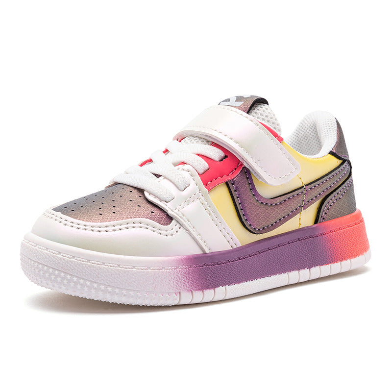 Leather Top Breathable Children's Small White Shoes Board Shoes