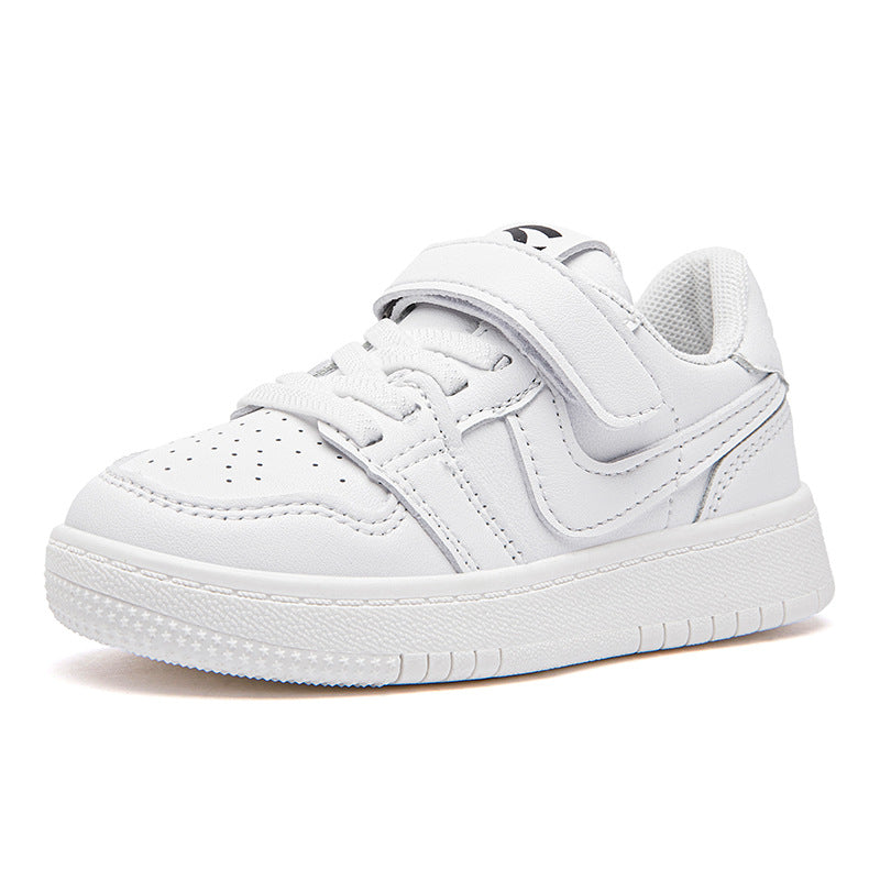 Leather Top Breathable Children's Small White Shoes Board Shoes