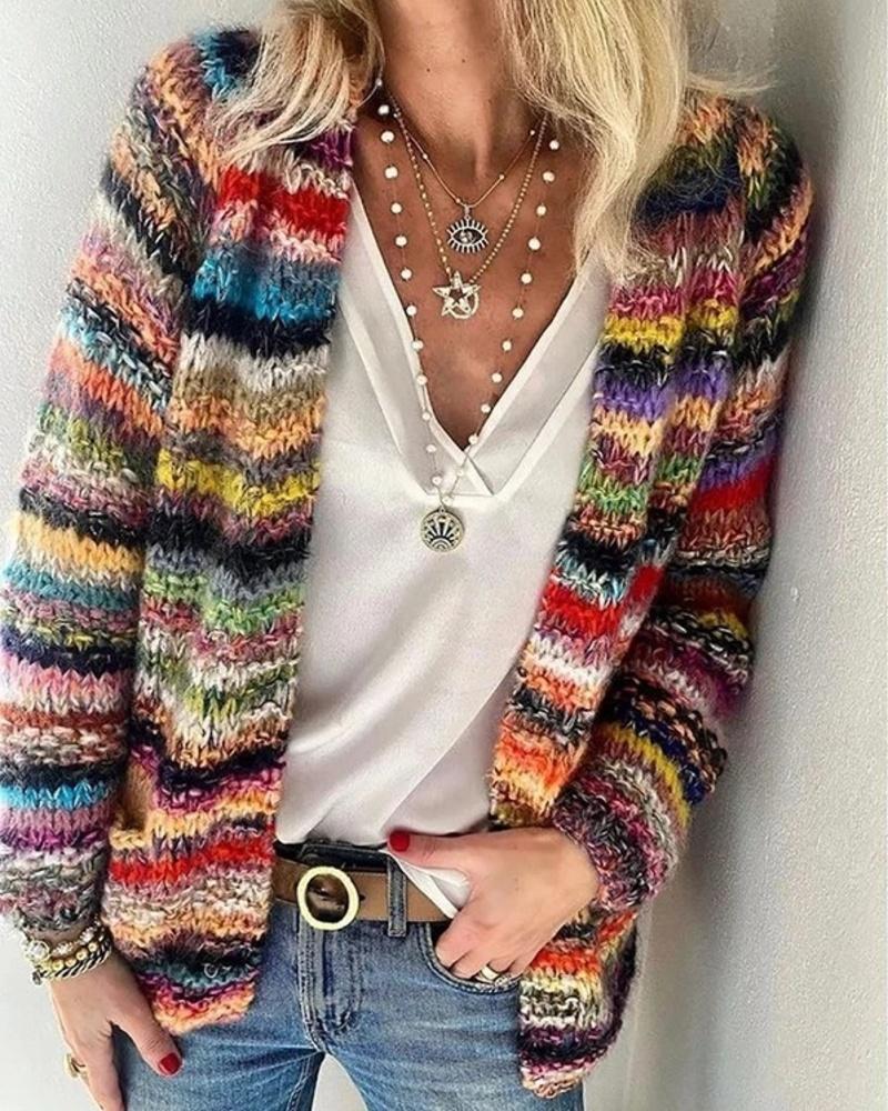 Faux Sweater-Effect Cardigan Jacket