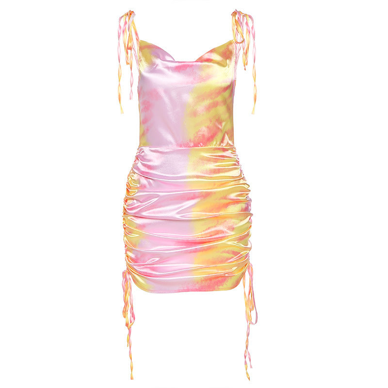 INS Style Summer New Women's Fashion Street Shooting Sexy Backless Slim Dress One Drop Shipping