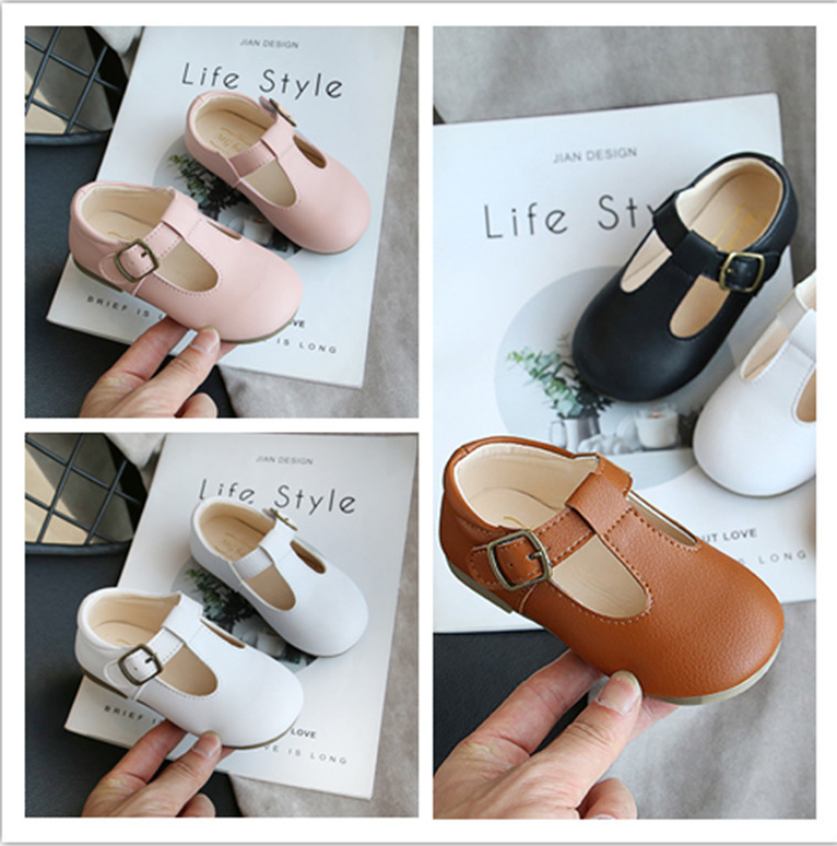 Children's Retro Leather Shoes Autumn New Baby Toddler Shoes Soft Bottomed Boys' And Girls' Bean Shoes