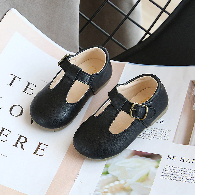 Children's Retro Leather Shoes Autumn New Baby Toddler Shoes Soft Bottomed Boys' And Girls' Bean Shoes
