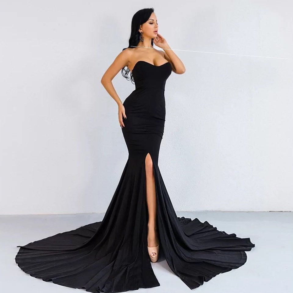 Maxi Dress Party DressWrapped Chest Asymmetric