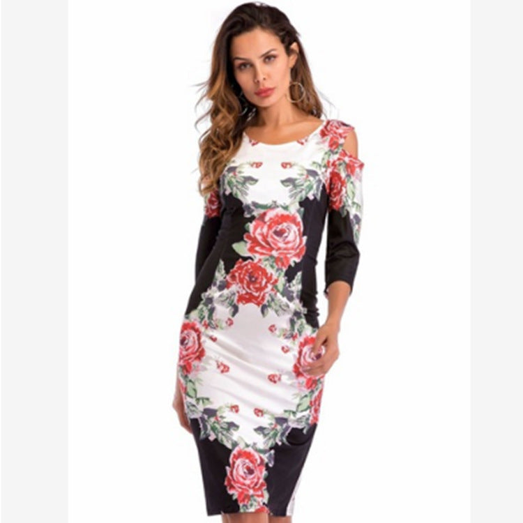 Summer 2019 European And American Women'S Strapless Digital Printing Bag Hip Sleeve Slim Stretch Dress