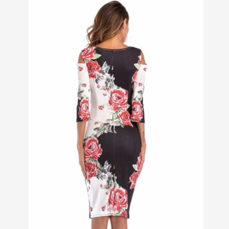 Summer 2019 European And American Women'S Strapless Digital Printing Bag Hip Sleeve Slim Stretch Dress