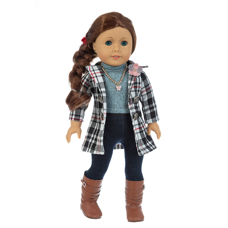Doll Clothes Classic Black Grid Red Grid Jacket Plus Jeans Suit