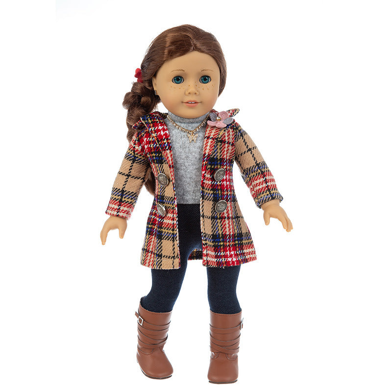 Doll Clothes Classic Black Grid Red Grid Jacket Plus Jeans Suit