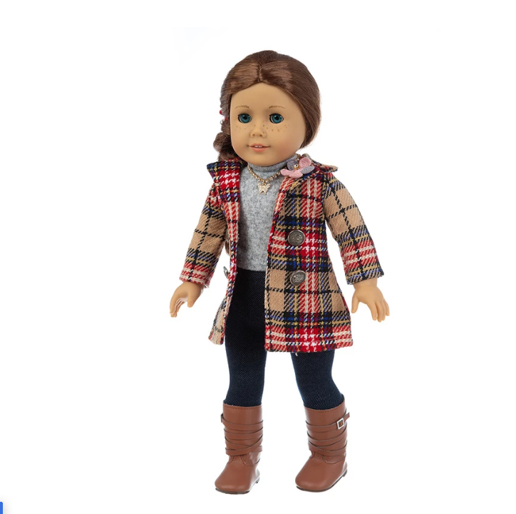 Doll Clothes Classic Black Grid Red Grid Jacket Plus Jeans Suit