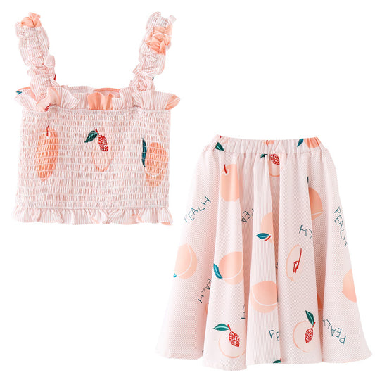 Summer Little Fresh Princess Skirt Girl'S Suspender Vest Of Long Dress Suit