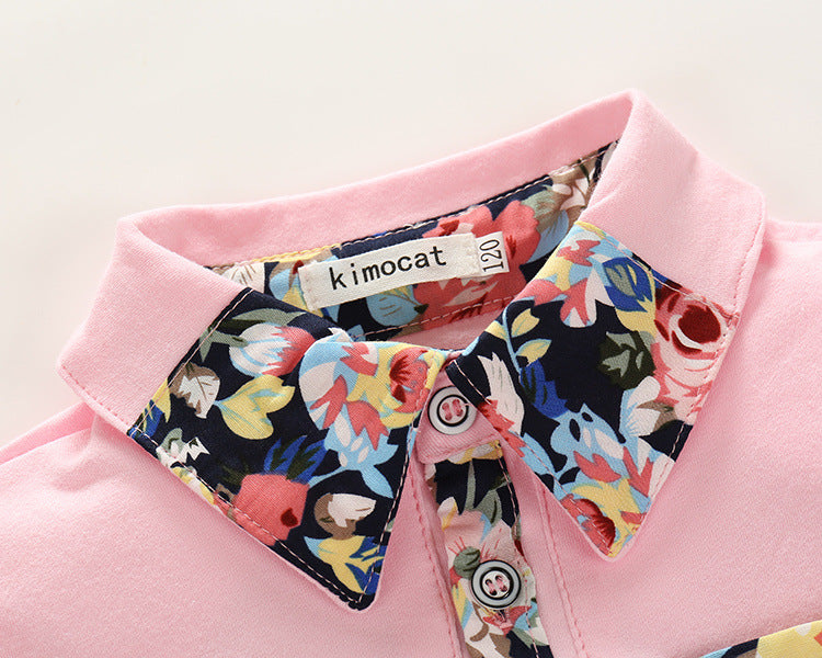 Spring New Children'S Wear Boys' Short Sleeve Shirt With Floral Print Pants Suit