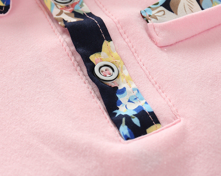 Spring New Children'S Wear Boys' Short Sleeve Shirt With Floral Print Pants Suit