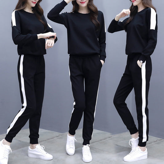 Loose Korean Style Trendy Long-Sleeved Sweater Two-Piece Women