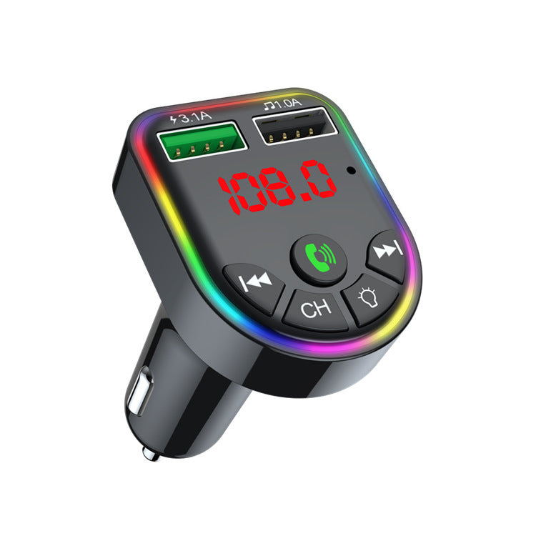 Car mp3 player  car bluetooth car charger  dual USB car cigarette lighter  colorful atmosphere light