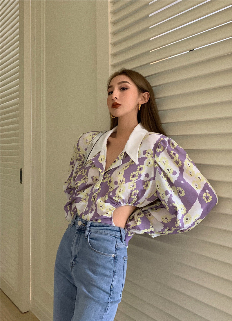 Shirt Women's Lapel Open Waist One-Piece Shirt Summer Long Sleeves